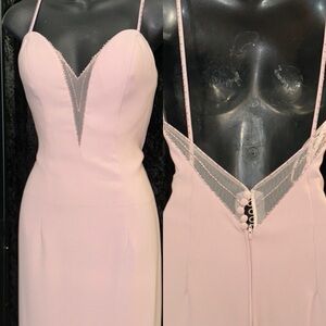 Elegant Blush Silver Crepe Gown